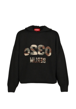 032c Selfie intarsia-knit camouflage-pattern hoodie - Black