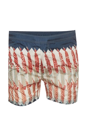 Valentino Garavani Pre-Owned feather-print swim shorts - Neutrals