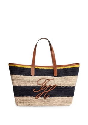Tommy Hilfiger stripe-pattern logo-patch tote bag - Blue