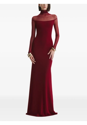 2310 STUDIO mesh-panelled long-sleeve maxi dress - Red