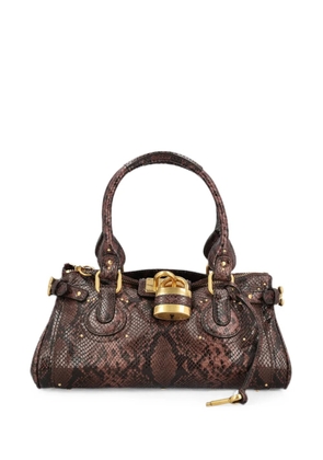 Chloé Paddington snakeskin-effect leather tote bag - Brown
