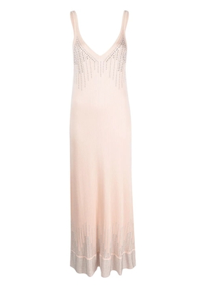 Rabanne studded knitted midi dress - Neutrals