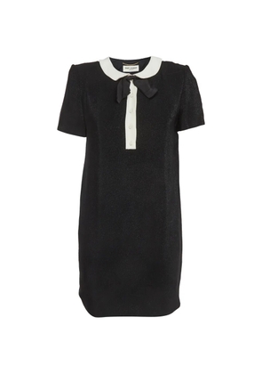 Saint Laurent Pre-Owned bow-detail Peter Pan collar mini dress - Black
