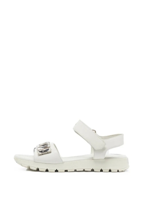 Prada Pre-Owned crystal-embellished slingback sandals - White
