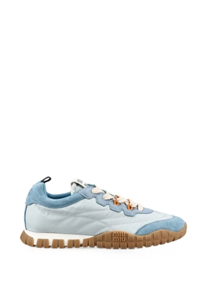 Miu Miu suede-trim logo-print sneakers - Blue