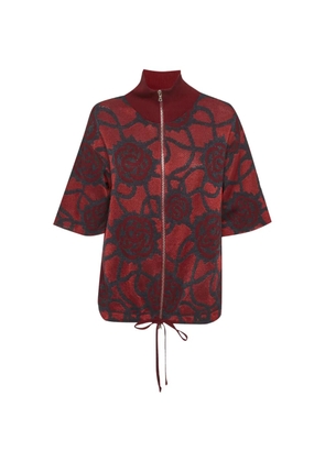 DVF Diane von Furstenberg rose-pattern zip-up sweater - Red