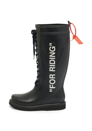 Off-White Pre-Owned Quote Motif lace-up boots - Black