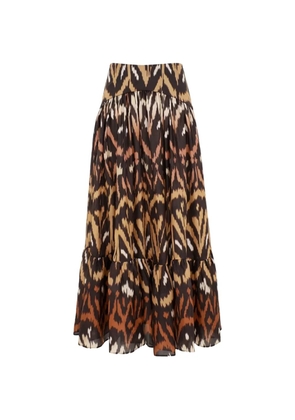 ZIMMERMANN Aster ikat-print maxi skirt - Black
