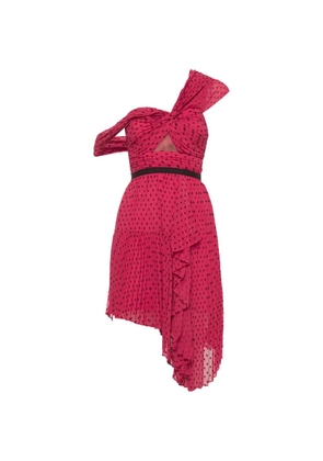Self-Portrait polka-dot asymmetric dress - Pink
