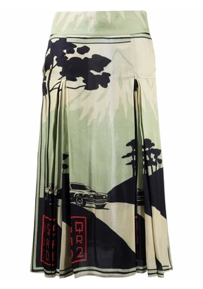 DSQUARED2 graphic-print box-pleat skirt - Green