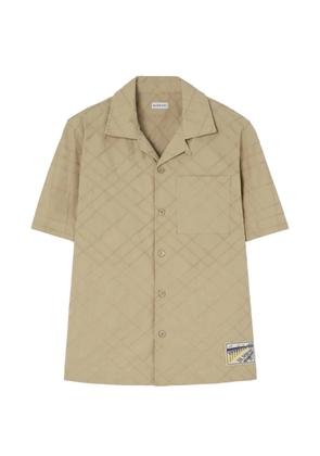 Burberry relaxed-fit Check embroidered cotton shirt - Neutrals