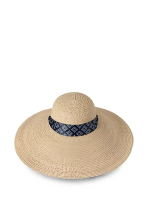 Mulberry scarf-detail raffia sun hat - Neutrals