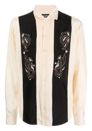 DSQUARED2 embroidered silk bowling shirt - Neutrals