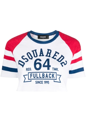 DSQUARED2 logo-print crop top - White