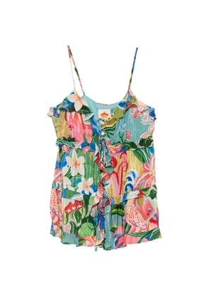 FARM Rio ruffled floral-print top - Pink