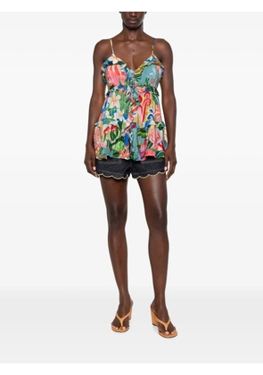 FARM Rio ruffled floral-print top - Pink