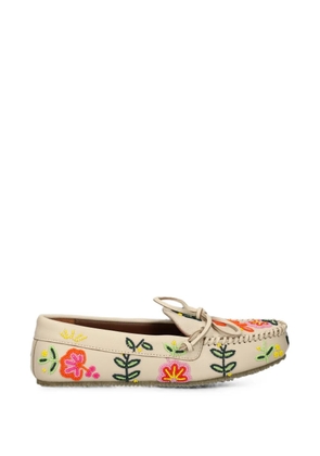 DE SIENA SHOES Arianna bead-embellished leather loafers - Neutrals