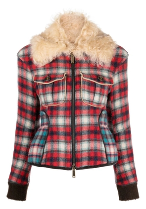 DSQUARED2 fur-collared flannel jacket