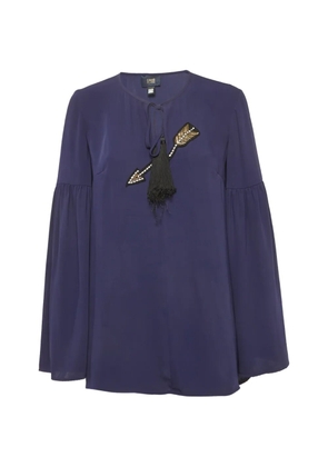 Roberto Cavalli Vintage embellished lace-up blouse - Blue