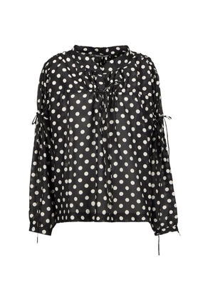 Hannes Roether polka-dot drawstring blouse - Black