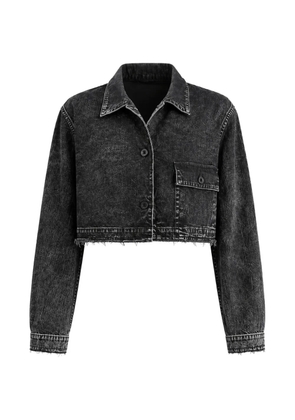 Y's cropped frayed denim jacket - Black