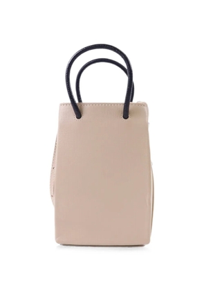 Balenciaga Pre-Owned logo-print leather phone holder bag - Neutrals