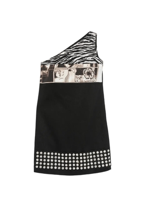 Prada Pre-Owned crystal-embellished one-shoulder mini dress - Black