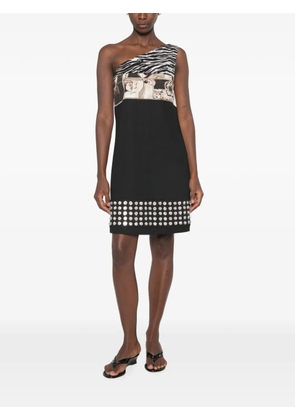 Prada Pre-Owned crystal-embellished one-shoulder mini dress - Black