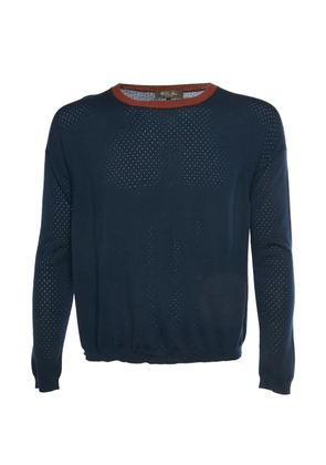 Loro Piana Pre-Owned perforated-knit crew-neck sweater - Blue