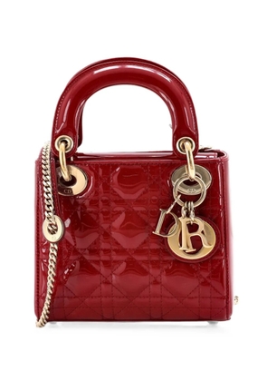 Christian Dior Pre-Owned Lady Dior Chain Bag Cannage Quilt Patent Mini satchel - Red
