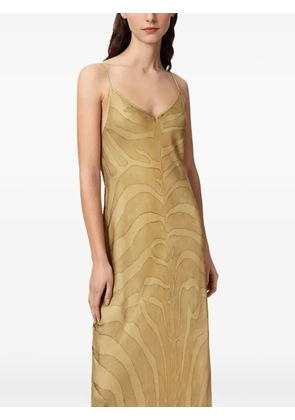 AllSaints Leona zebra-print maxi dress - Gold