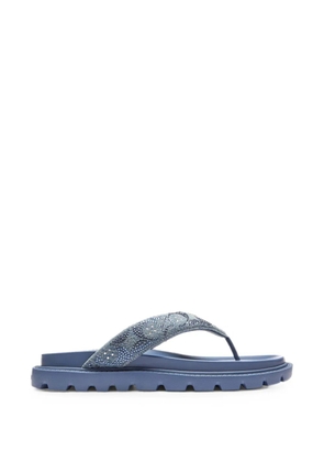 Coach crystal-embellished logo-print flip-flops - Blue
