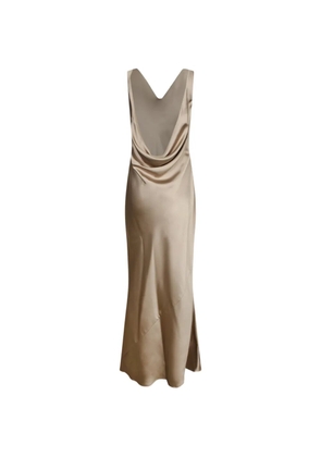 Blanca Vita maxi cowl-neck draped-back dress - Neutrals