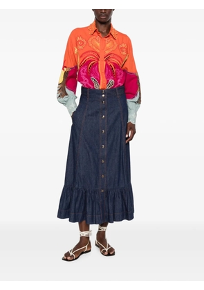 FARM Rio embroidered scalloped-edge shirt - Orange