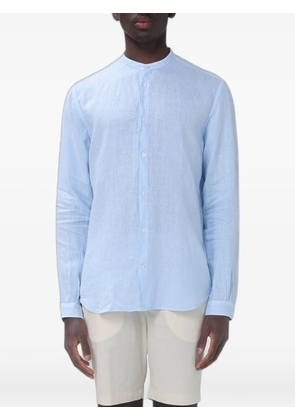 BROOKSFIELD band-collar linen shirt - Blue