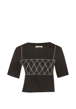 SANDRO rhinestone-embellished cropped T-shirt - Black