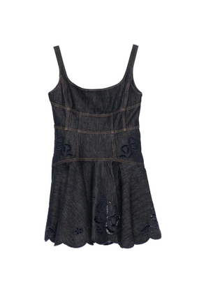 Self-Portrait bow-embroidered mini dress - Blue