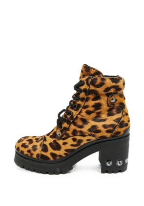 Miu Miu Pre-Owned leopard-print calf hair ankle boots - Neutrals