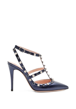 Valentino Garavani Rockstud pumps In laminated nappa with cabochon 100mm - Blue
