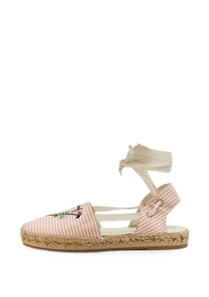 Roger Vivier Vintage embroidered-detail striped espadrilles - White