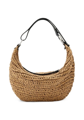 AllSaints micro Luna woven-design crescent shoulder bag - Brown