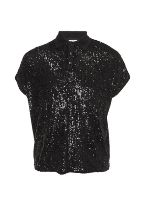 Saint Laurent Pre-Owned sequin-embellished polo shirt - Black
