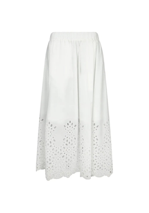 MOSCHINO JEANS broderie-anglaise flared midi skirt - White