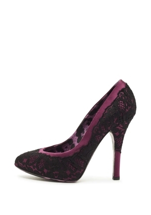 Dolce & Gabbana Pre-Owned lace-overlay pointed-toe pumps - Purple