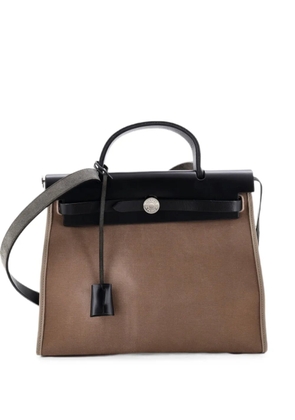 Hermès Pre-Owned Herbag Zip Leather and Toile 31 shoulder bag - Grey