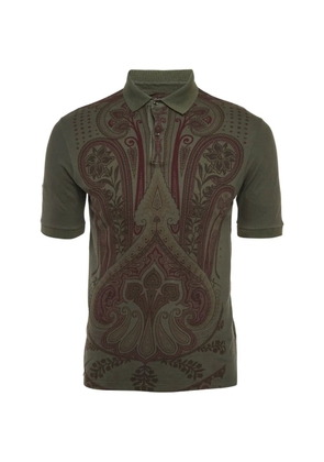 Etro Pre-Owned paisley-print pique polo shirt - Green