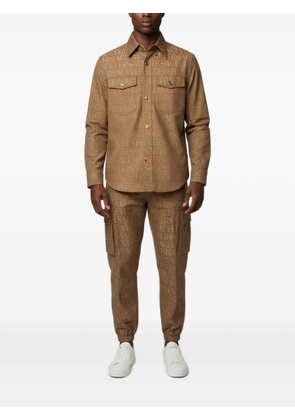 Versace Pre-Owned logo jacquard cargo pants and shirt set - Brown