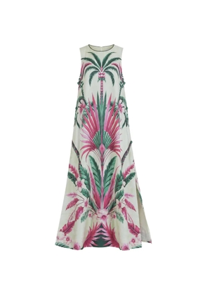 F.R.S For Restless Sleepers Penelope palm-print silk maxi dress - Neutrals