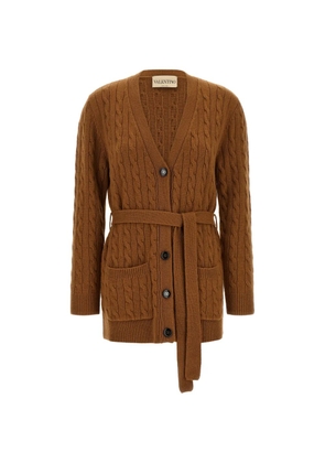 Valentino Garavani VLogo Signature cable-knit cardigan - Brown