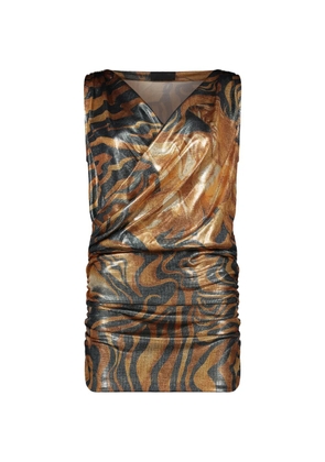 Alberta Ferretti draped abstract-print mini dress - Gold